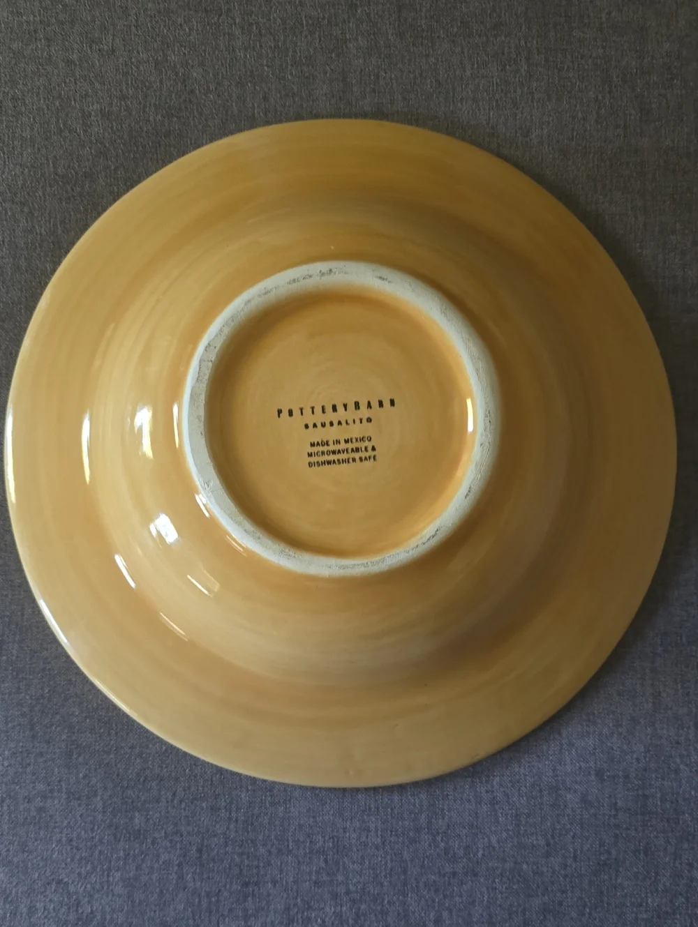 Pottery Barn Sausalito Mustard Yellow Pasta Salad Soup Ceramic Bowl 10.25